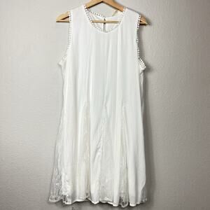 Indigo Rose Dress Womens PXL White Mini Boho Peasant Cottagecore Lace Sleeveless